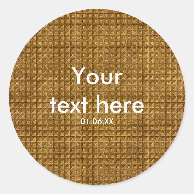 Gold Grunge Squares Party Favour Stickers (Front)