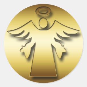 GOLD GUARDIAN ANGEL CLASSIC ROUND STICKER