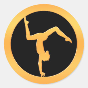 Gold Gymnast Classic Round Sticker