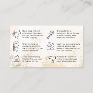 Gold Hair Extensions Aftercare Card 
