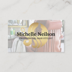 Gold Hair Salon Logo   Beauty Business Card
