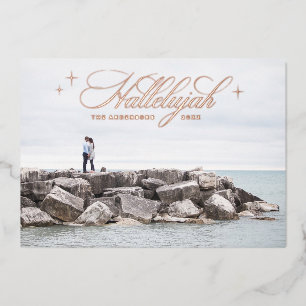Gold Hallelujah Christmas. Elegant Religious Photo Foil Holiday Card