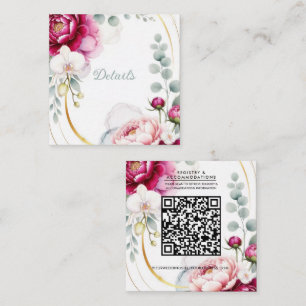 Gold Halo Garden Peonies & Orchids Wedding Details Square Business Card