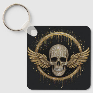 ☠️ Gold Halo Skull Emblem For Dark Style Gifts 💎 Keychain