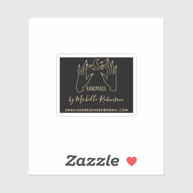 Gold Hand-drawn Moon Handwritten Name Handmade By (Sheet)