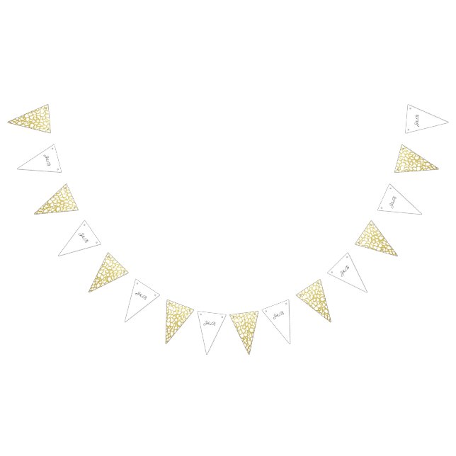 Gold Hand-drawn Petal Pattern Wedding Bunting Flags (All)