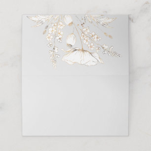 Gold Hand Drawn Wildflowers Wedding Place Card