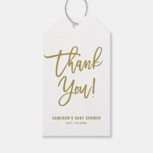 Gold Hand Lettered Script Thank You Gift Tag
