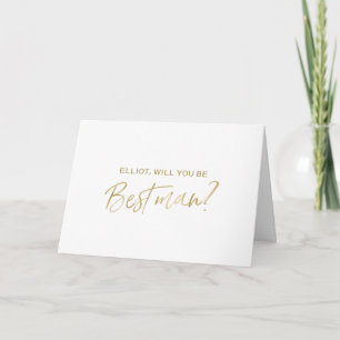 Gold Hand lettered Will you be my best man Invitation