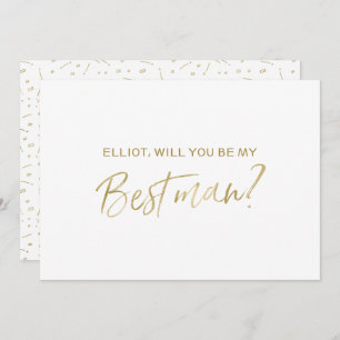 Gold Hand lettered "Will you be my best man" Invitation