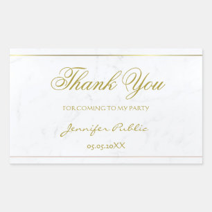 Gold Hand Script Thank You Text Marble Template Sticker