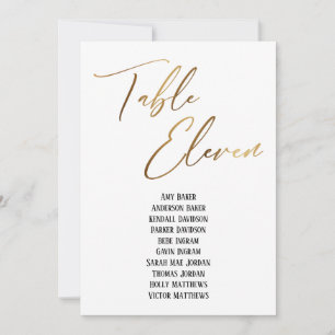 Gold Handwriting Table Eleven Seating Chart