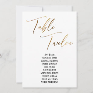 Gold Handwriting Table Twelve Seating Chart