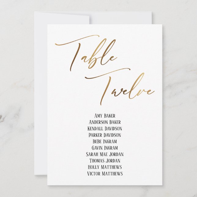 Gold Handwriting Table Twelve Seating Chart (Front)