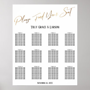Gold Handwriting Wedding Reception Seating Chart