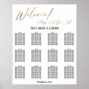 Gold Handwriting Wedding Reception Seating Chart