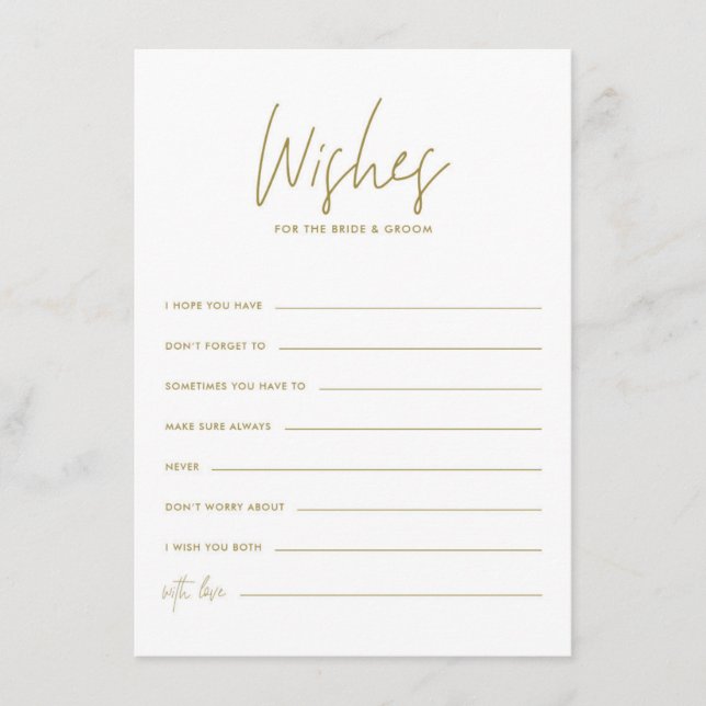 Gold Handwriting Wishes for the Bride and Groom Enclosure Card (Front)