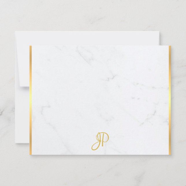 Gold Handwritten Monogram Marble Template Elegant (Front)
