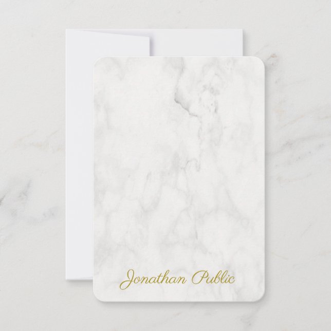 Gold Handwritten Name Elegant Marble Template (Front)