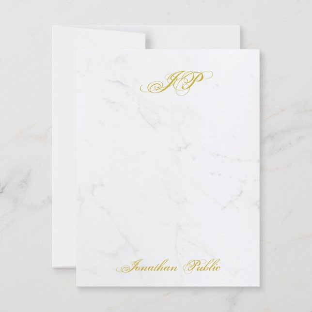Gold Handwritten Script Monogram Marble Template (Front)