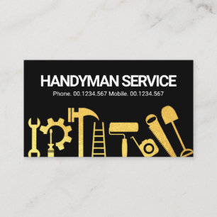 Gold Handyman Construction Tools Contractor Business Card