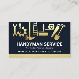 Gold Handyman Construction Tools Home Remodeling Business Card