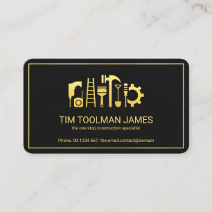 Gold Handyman Tools Frame Contractor Business Card