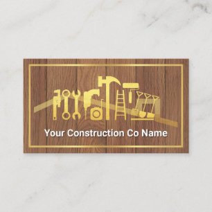 Gold Handyman Tools Frame On Timber Business Card