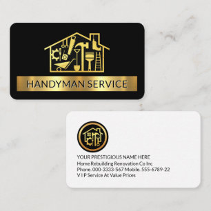 Gold Handyman Tools Home Stripe Business Card