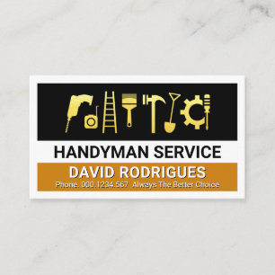 Gold Handyman Tools Layers Business Card