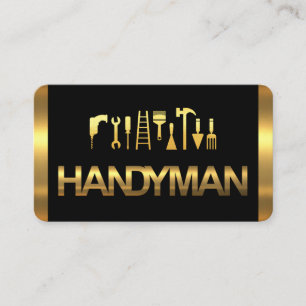 Gold Handyman Tools On Gold Layers Business Card