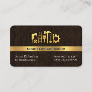Gold Handyman Tools On Timber Layer Business Card