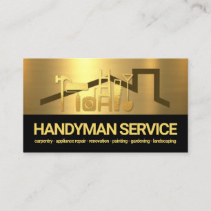 Gold Handyman Tools Rooftop Business Card