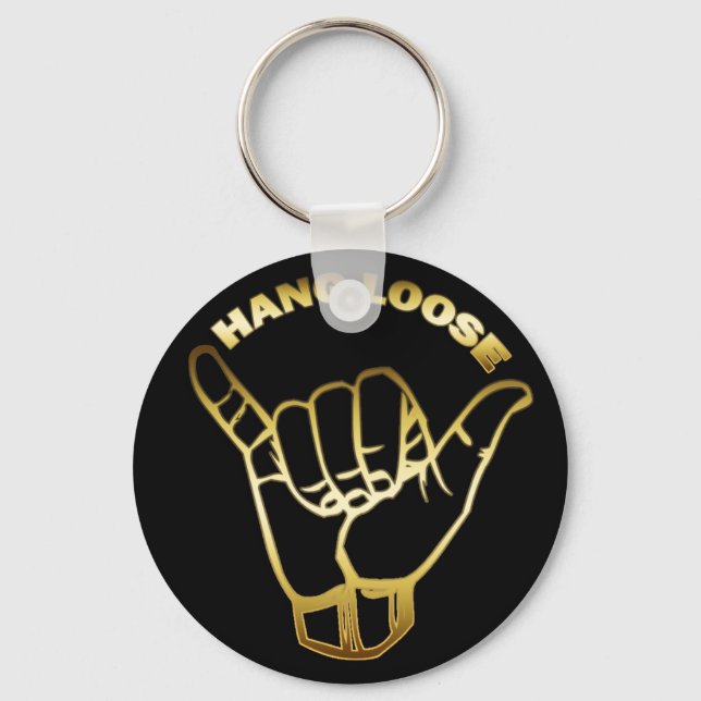 GOLD HANG LOOSE SIGN KEYCHAIN (Front)