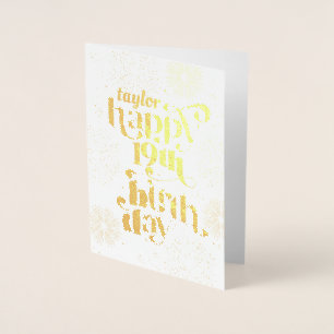 Gold Happy 19th Birthday With Name Greeting Card