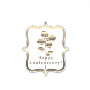 Gold Happy Anniversary Sticker