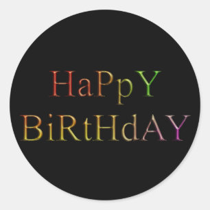 Gold Happy Birthday Classic Round Sticker