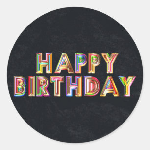 Gold Happy Birthday Classic Round Sticker