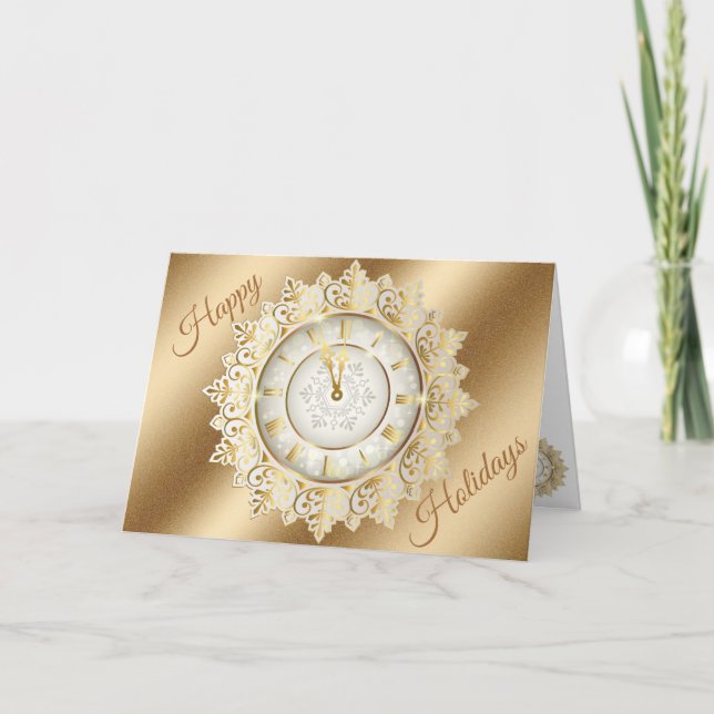 Gold Happy Holidays Card (Front)