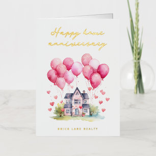 Gold  Happy Home Anniversary Realty  Foil Greeting Card