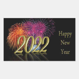 Gold Happy New Year 2022 Fireworks Sticker