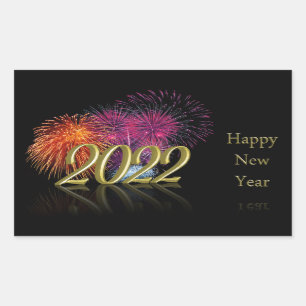 Gold Happy New Year 2022 Fireworks Sticker