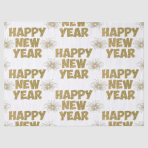 gold happy new year fireworks tissue paper