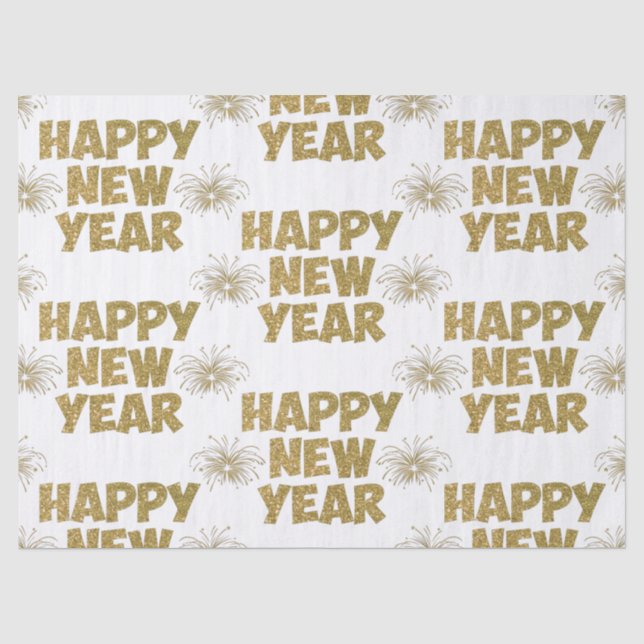 gold happy new year fireworks tissue paper (Front)