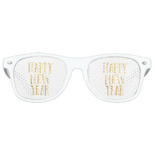 Gold Happy New Year Retro Sunglasses