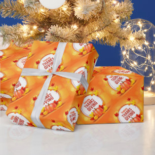 Gold Happy Thanksgiving Pumpkin Wrapping Paper