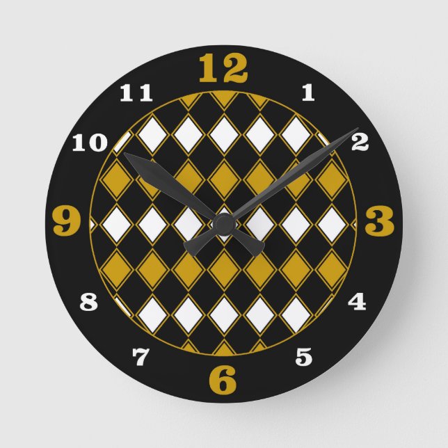Gold Harlequin Round Clock (Front)