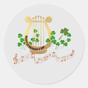 Gold Harp, St. Patricks Day Sticker