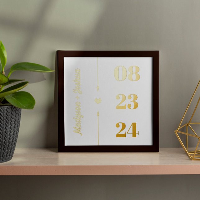 Gold Heart Arrows Names Anniversary Date Foil Prints (Creator Uploaded)