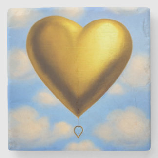 Gold Heart Balloon in the Sky Marble Coaster